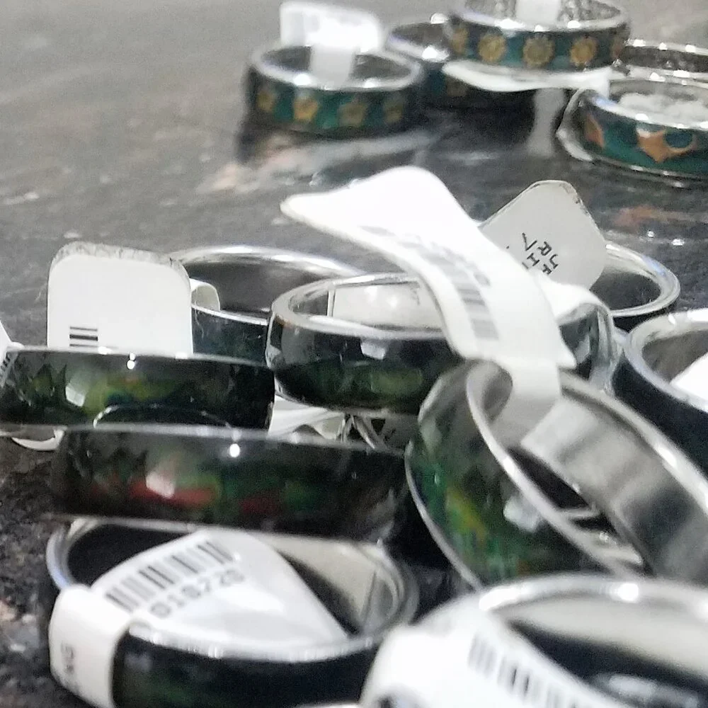 100 RINGS Resale Bundle mixed stone glass hematite stainless enamel mix sizes
